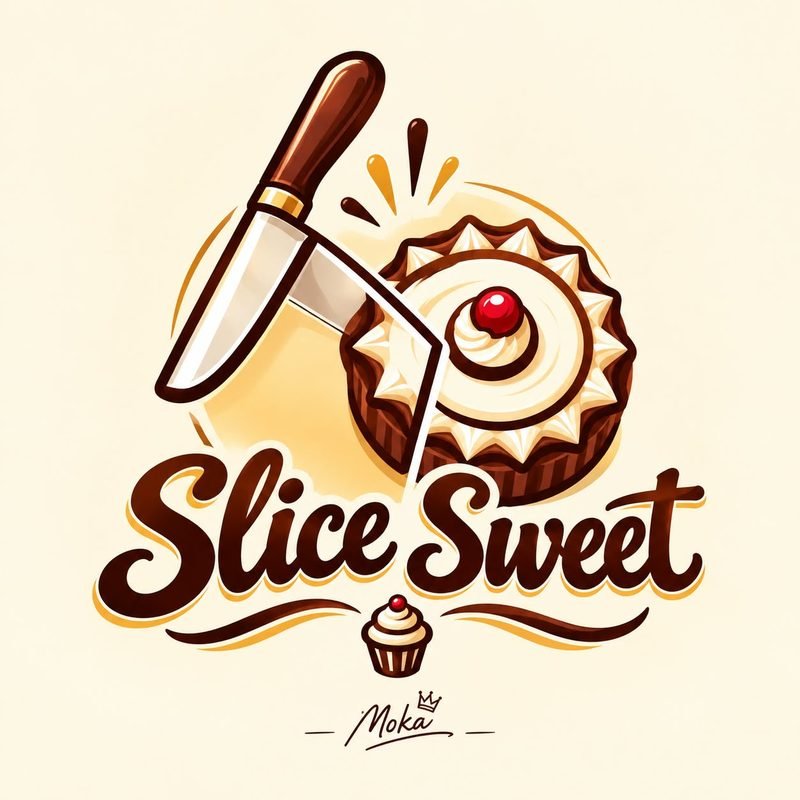شعار Slice Sweet: سكين وقطعة حلوى